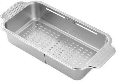 Produktbild von Ibenzoa® Ausziehbares Spülbecken-Abtropfsieb aus Edelstahl 304, verstellbar 33,5–44 cm – Ideal zum Abtropfen von Pasta & Waschen von Gemüse