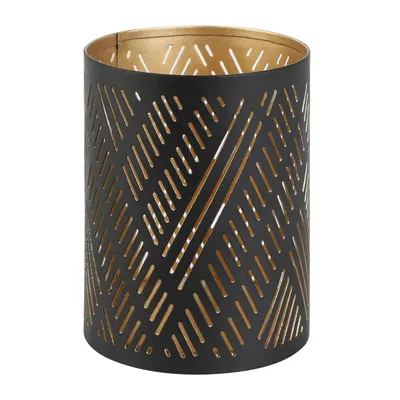Imagen del producto de Lámpara de viento SUBIC, acero, color , detalles dorados, altura: 10 cm, diámetro: 7,5 cm, fabricada a mano