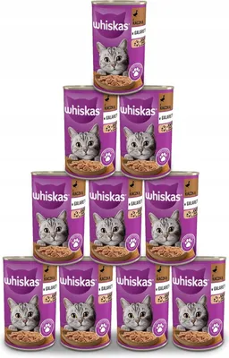 Produktbild von Whiskas Katzenfutter Nassfutter Adult 1+ mit Ente in Gelee, 10 Dosen (10 x 400g)