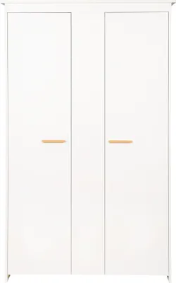 Produktbild von roba Kleiderschrank 'Anton' 2-türig in Weiß, mit modernen Holzgriffen aus Buche, für Baby- & Kinderzimmer