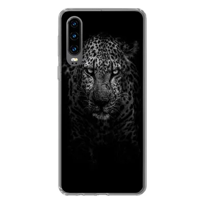 Produktbild von MuchoWow® Handyhülle Schutzhülle Hülle für Huawei P30 Leopard - Schwarz - Weiß Silikon Softcase Handy Hülle - Kartenbesitzer