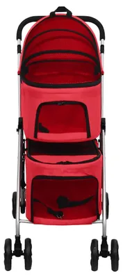 Obrázek produktu pro vidaXL Kočárek pro 2 psy skládací červený 83x48x97 cm Oxford Fabric
