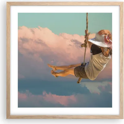 Produktbild von Gerahmtes Poster - Rahmen in heller Eiche - Schaukeln Seil Himmel - 50x50 cm - Wand Bild - Wanddeko - Wandbilder - Wandposter - Bilderrahmen - Bilder - Kunstdruck - Wandbild - P2NAC50x50-4259