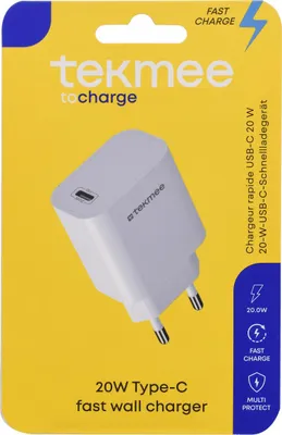 Image de Chargeur USB-C Tekmee - Chargeur rapide 20 W - Recharge rapide et sûre