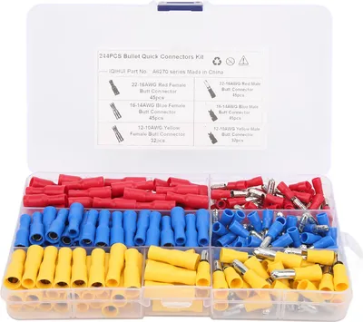 Image de 244PCS Terminal Wire Connectors Female Male Butt Red Blue Yellow for Home Garage Workshop