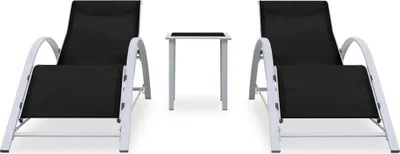 Produktbild von vidaXL Sonnenliegen 2 Stk. mit Tisch Aluminium Schwarz