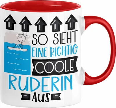 Produktbild von Ruderin Geschenk Tasse Geschenkidee für Ruderin Geburtstag Weihnachten Spruch So Sieht Eine Richtig Coole Ruderin Aus Kaffee-Becher  (Rot)