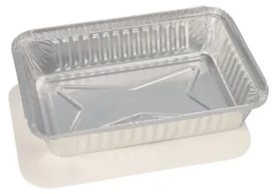 Immagine prodotto di 25 vaschette, alluminio + coperchio con inserto, quadrato rivestito in PE 0,8 l 4 cm x 15 cm x 21,4 cm