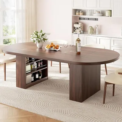 Imagen del producto de Mesa ovalada de 180 cm, mesa de comedor extensible para 4-8 personas