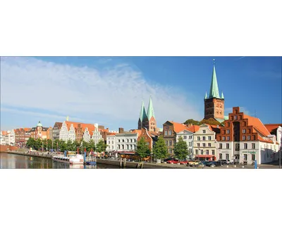 Produktbild von Glasbild Lübeck Trave Panorama V 80x30 cm