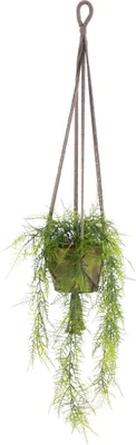 Produktbild von artplants.de Künstliche Blumenampel SILIJA, Asparagus plumosus, grün, 80cm - Deko Hängepflanze - Zierspargel Ampel