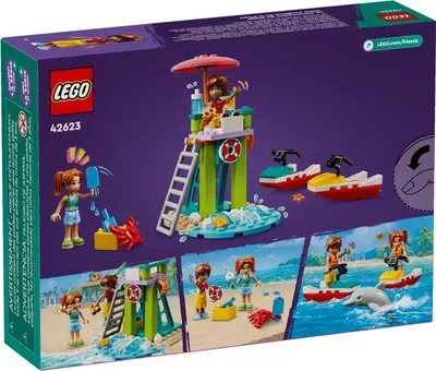 Zdjęcie produktu dla LEGO Friends Plażowy skuter wodny, zabawki do budowania i odgrywania ról, dla dziewczynek i chłopców, zabawka dla dziecka z 2 minilaleczkami i figurką delfina, pomysł na prezent dla 5-latki, 42623