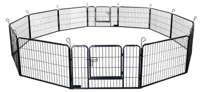 Produktbild von HOME DELUXE - Welpenauslauf BARKI - 80 x 60 cm, 12-Teilig, Farbe: Schwarz, inkl. Türverriegelung, abgerundete Ecken und Kanten I Welpenspielplatz Welpenfreilauf