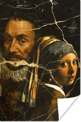 Produktbild von MuchoWow® Poster Das Mädchen mit dem Perlenohrring - Wilhelm von Oranien - Gold 60x90 cm - Wanddekoration