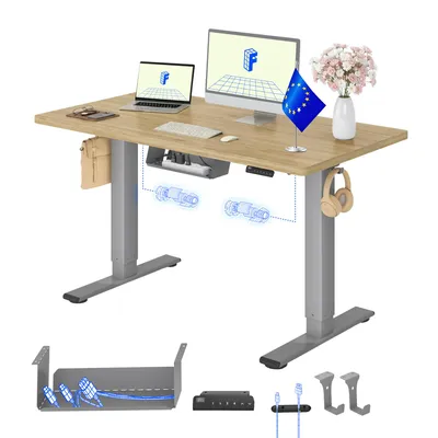Obrázek produktu pro FLEXISPOT E1 Pro – elektricky výškově nastavitelný stůl pro EU, 120 x 80 cm, 25 mm deska z jednoho kusu, dvojitý motor, nosnost 120 kg, vzhled přírodního dubu