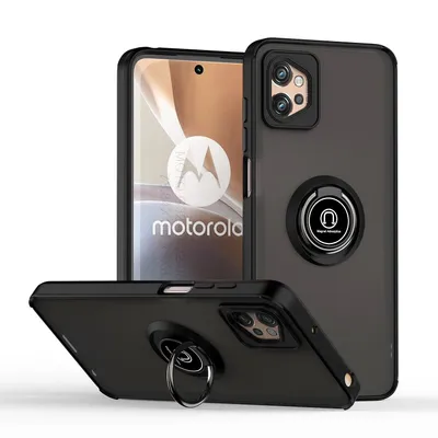 Immagine prodotto di Custodia per Motorola Moto G32 traslucida opaca in TPU con supporto ad anello e supporto Nero
