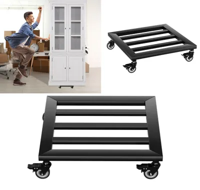 Image de XINZI, lot de 2 chariots à plantes en métal, 30 cm, soucoupes pour pots de fleurs équipées de 4 roulettes pivotantes, pour l'extérieur, l'intérieur et le jardin, de forme carrée
