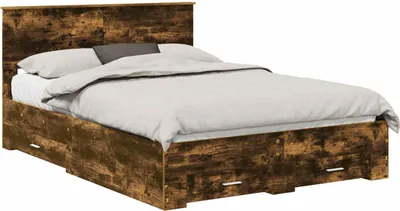 Produktbild von Bettrahmen Geräucherte Eiche 140 x 200 cm Holzwerkstoff