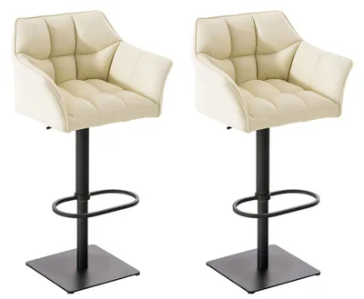 Produktbild von CLP 2er Set Barhocker Damaso Kunstleder drehbar und höhenverstellbar creme Gestell Farbe schwarz