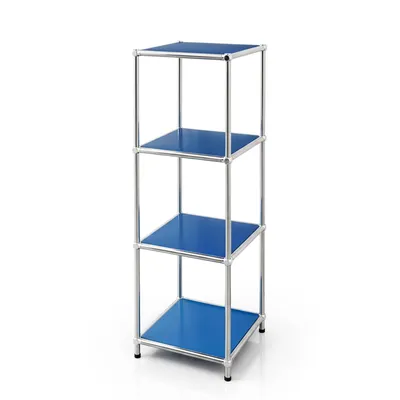 Produktbild von Floordirekt Concept Epure MK-005 Metallregal, B30×T30×H89 cm, Blau, modulares Design Regal mit offenen Ablagen, verchromtes Metallgestell