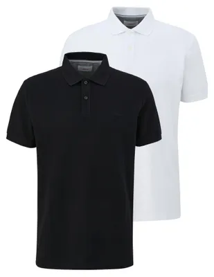 Produktbild von s.Oliver Herren Poloshirt, 2er Pack - Basic, Polokragen, Baumwolle, einfarbig Weiß/Schwarz L