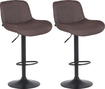 Produktbild von CLP 2er Set Barhocker Solon Schwarz höhenverstellbar und drehbar mit Rückenlehne dunkelbraun Material Stoff