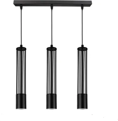Produktbild von Hängelampe Metall GU10 H: max. 100 cm Schwarz 3-flammig länglich Pendelleuchte