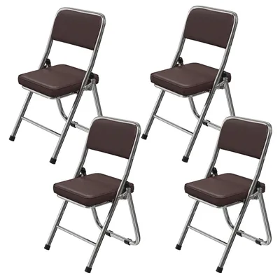 Produktbild von 4er Set Klappstühle Stuhl klappbar Metall Gepolstert Kunstleder für Gäste und Veranstaltungen