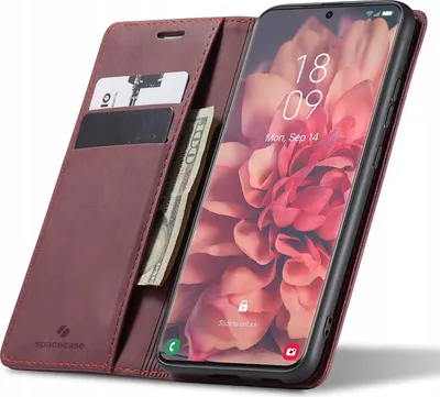 Obrázek produktu pro Pouzdro s klopou na telefon SPACECASE Wallet pro Galaxy S21 Ultra Červená