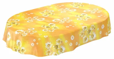 Produktbild von Wachstuchtischdecke wasserabweisend mit Blumen 140 x 180 cm oval Schnittkante