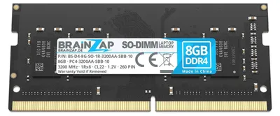 Produktbild von BRAINZAP 8GB DDR4 3200MHz PC4-3200AA-SBB-10 SO-DIMM CL22 1Rx8 1.2V Unbuffered Non-ECC RAM Arbeitsspeicher für Notebook Laptop Speichermodul Memory