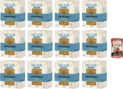 Produktbild von 12x Armando, La Penna, glutenfreie Mehrkornnudeln mit Mais, braunem Reis und Quinoa 400gr+ Italian Gourmet pelati 400gr
