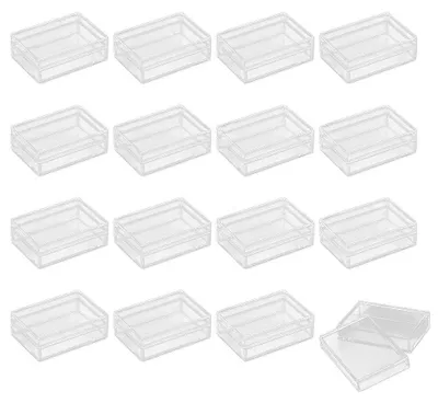Image de 16 boîtes en acrylique avec couvercle, boîtes de présentation transparentes en acrylique, récipients carrés en forme de cube pour ranger des bonbons, des bijoux, des disques de coton et