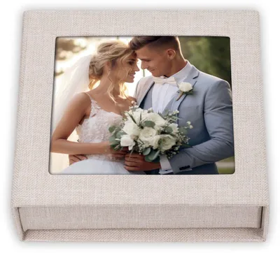 Produktbild von ZEP USB Box Modena Leinen beige 11x11x3 cm mit Fotoausschnitt ohne USB-Stick