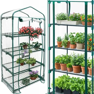 Produktbild von Balkongewächshaus Foliengewächshaus Mini Gewächshaus 4 Etagen 70x60x160 cm für Balkon Terrasse Garten