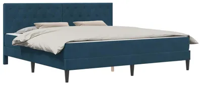 Produktbild von Bettgestell mit Matratze mit Kopfteil Blau 200 x 200 cm Samt