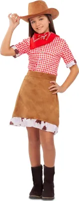 Produktbild von Hübsches Cowgirl-Kostüm für Mädchen Western-Verkleidung braun-rot-weiss 3-4 Jahre (98-110 cm)