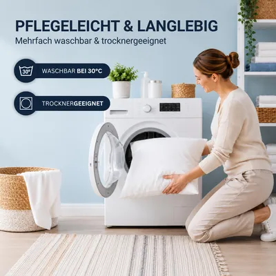Produktbild von Premium Füllkissen (40x140 cm) Innenkissen mit Polyesterfüllung (Klasse 1), extra bauschig & formstabil, allergikergeeignet, waschbar bei 30°C