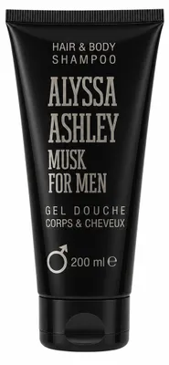 Obrázek produktu pro Alyssa Ashley Musk For Men, gel na sprchování, šampon na vlasy a tělo, 200 ml, Obrázek vytvořený pomocí AI