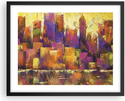 Produktbild von Gerahmtes Poster - Schwarzer Rahmen - Abstraktion Stadt Wolkenkratzer - 50x40 cm - Wand Bild - Wanddeko - Wandbilder - Wandposter - Bilderrahmen - Bilder - Kunstdruck - Wandbild - P2BAA50x40-4294