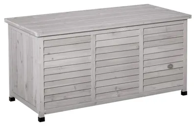 Productafbeelding van Grote houten opbergbox voor buiten van grenenhout met deksel van 127x56x60 cm