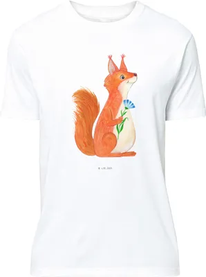 Produktbild von Mr. & Mrs. Panda T-Shirt Eichhörnchen Blume - Weiß - Geschenk, Shirt, Baumwoll, Motivation Bilder, Spaß, Lachen, Tshirt, Spruch Positiv, S, Sprüche, Lustige, V-Shirt