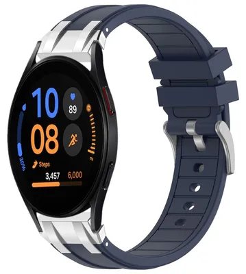 Image de Bracelet de remplacement en silicone à boucle rapide pour Samsung Galaxy Watch FE 40 mm, boucle argentée, bleu foncé