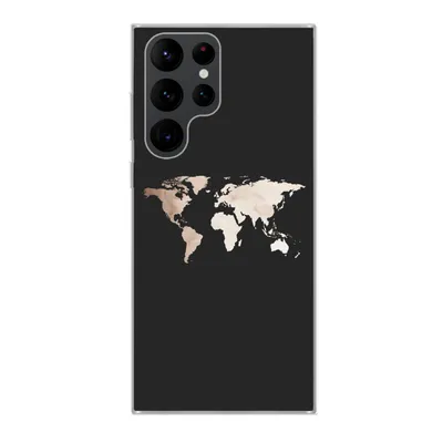 Produktbild von MuchoWow® Handyhülle Schutzhülle Hülle für Samsung Galaxy S22 Ultra Weltkarte - Leder - Schwarz Silikon Softcase Handy Hülle - Abbildung