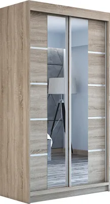 A sliding door wardrobe with mirrored panels.