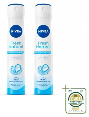 Zdjęcie produktu dla 2 sztuki dezodorantu w sprayu NIVEA Fresh Natural - 0% aluminium - 200 ml - zestaw ekonomiczny