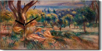 Produktbild von Wohnzimmer-Bild Leinwand Uhr 60x30 Malerei Wald Bäume Landschaft Kunst - schwarze Hände