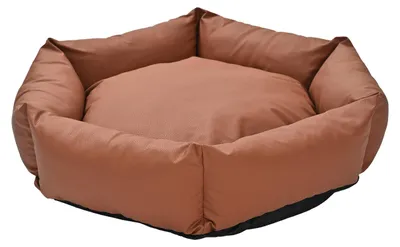 Produktbild von Dehner Lieblinge Kuschelbett Cora, rundes Katzenbett / Hundebett, Ø 75 x Höhe 19 cm, Kunstleder, braun