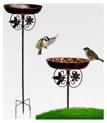 Produktbild von Vogelbad für den Außenbereich | Vogeltränke mit Erdspieß - Wetterfeste Vogelschale für Garten, Rasen, Terrasse und Balkon