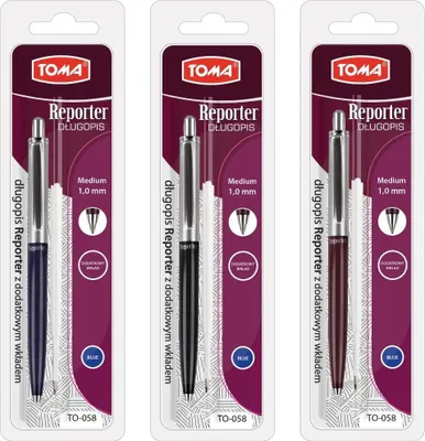 Obrázek produktu pro Długopis Reporter 1,0mm + wkład 1szt nieb mix